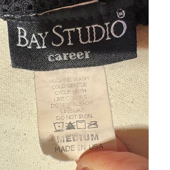 Vintage USA made Bay Studio feminine top Size M black - Picture 6 of 7